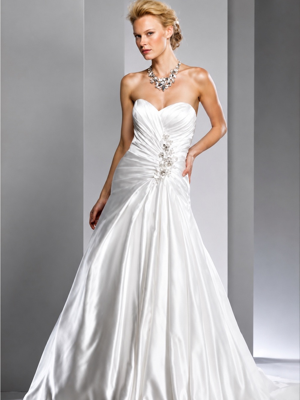 NWT Lo Ve La Wedding Dress Size 16 White Satin Ball Gown Bridal Gown